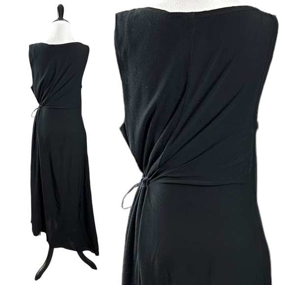 Diesel Subversive Black Maxi Dress Medium Cinch Waist Grunge Goth Mesh Y2K - Picture 7 of 12